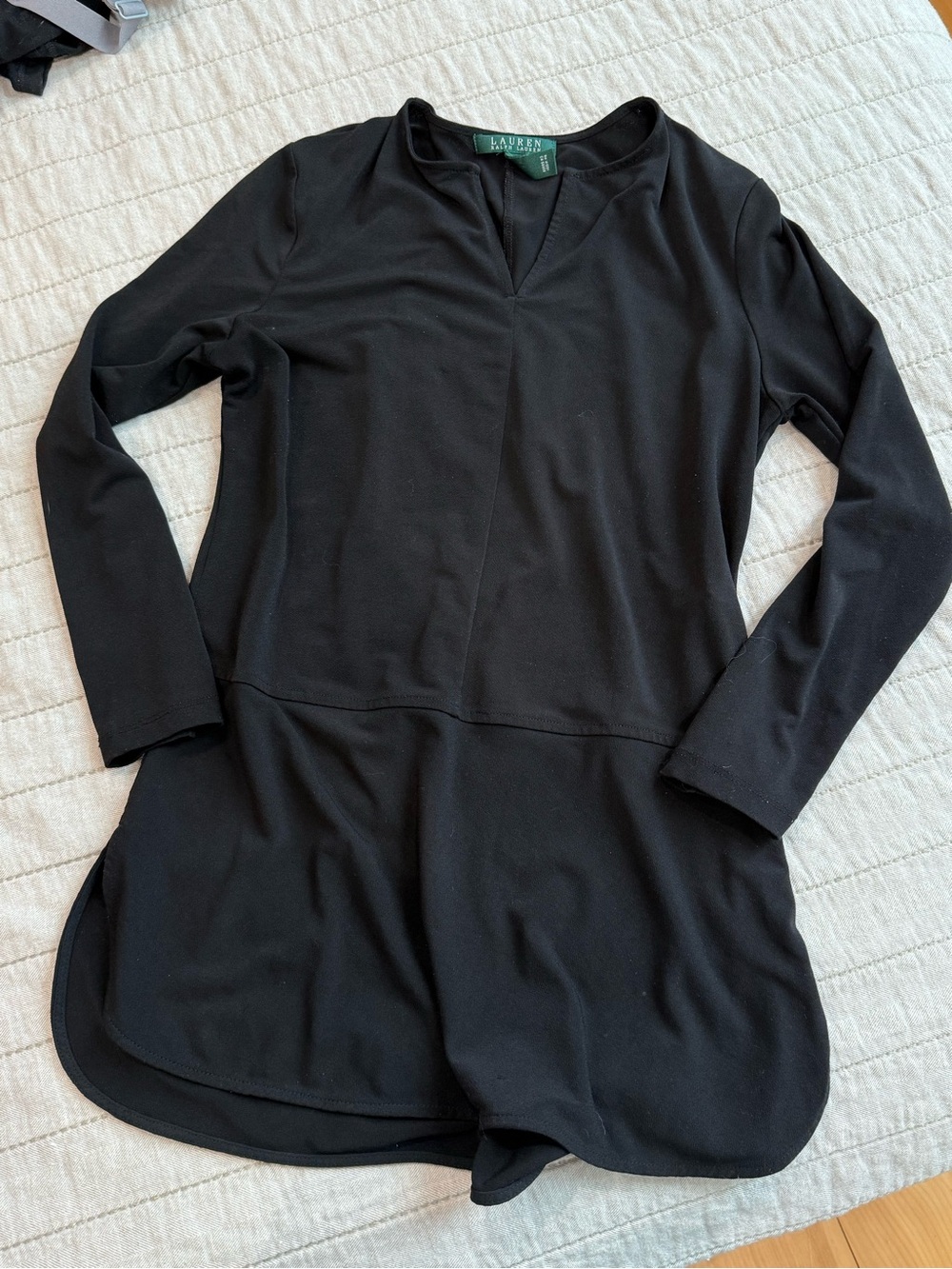 Ralph Lauren Black Long-Sleeve V-Notch Tunic